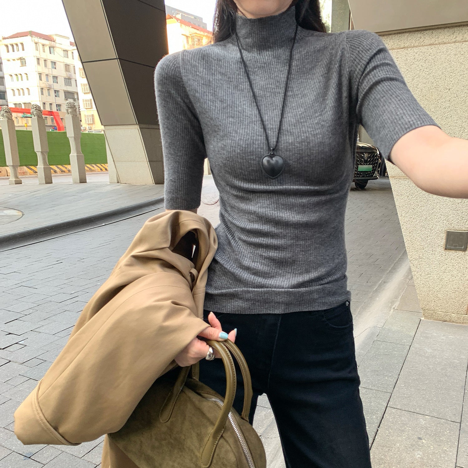 Elegant Mock-Neck Knit Bodysuit