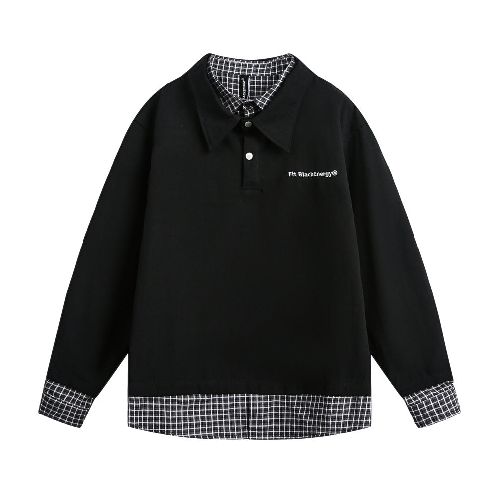 Fake two lapel tops