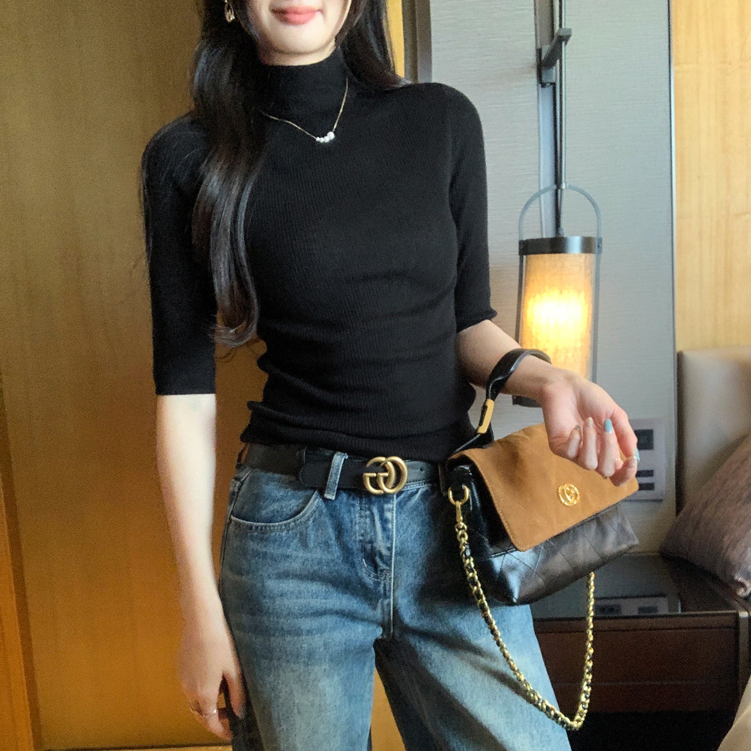 Elegant Mock-Neck Knit Bodysuit