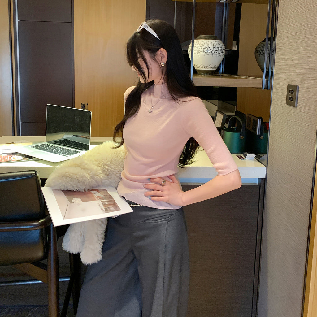 Elegant Mock-Neck Knit Bodysuit